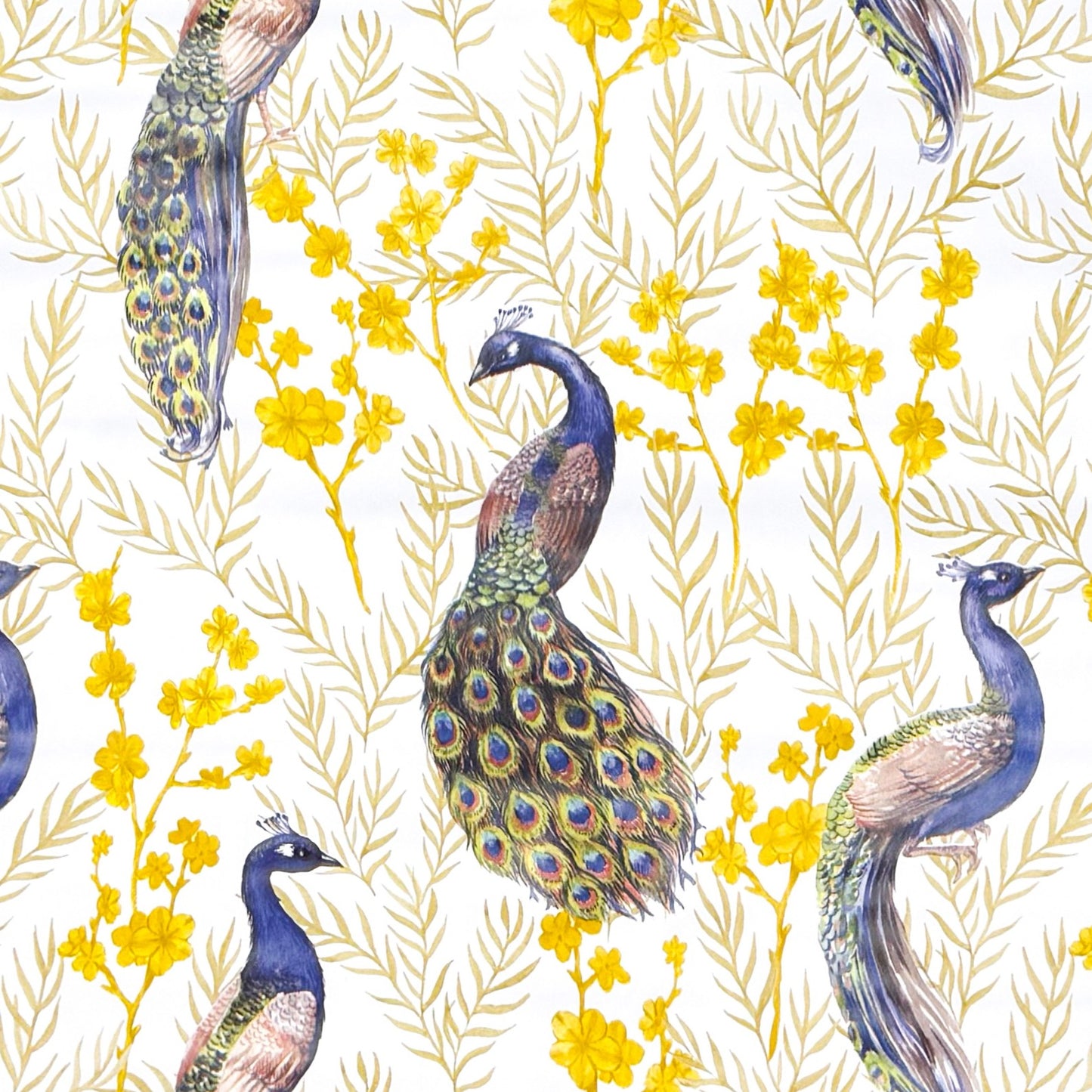 Wachstuch Tischdecke Pfau Blumen Blüten
