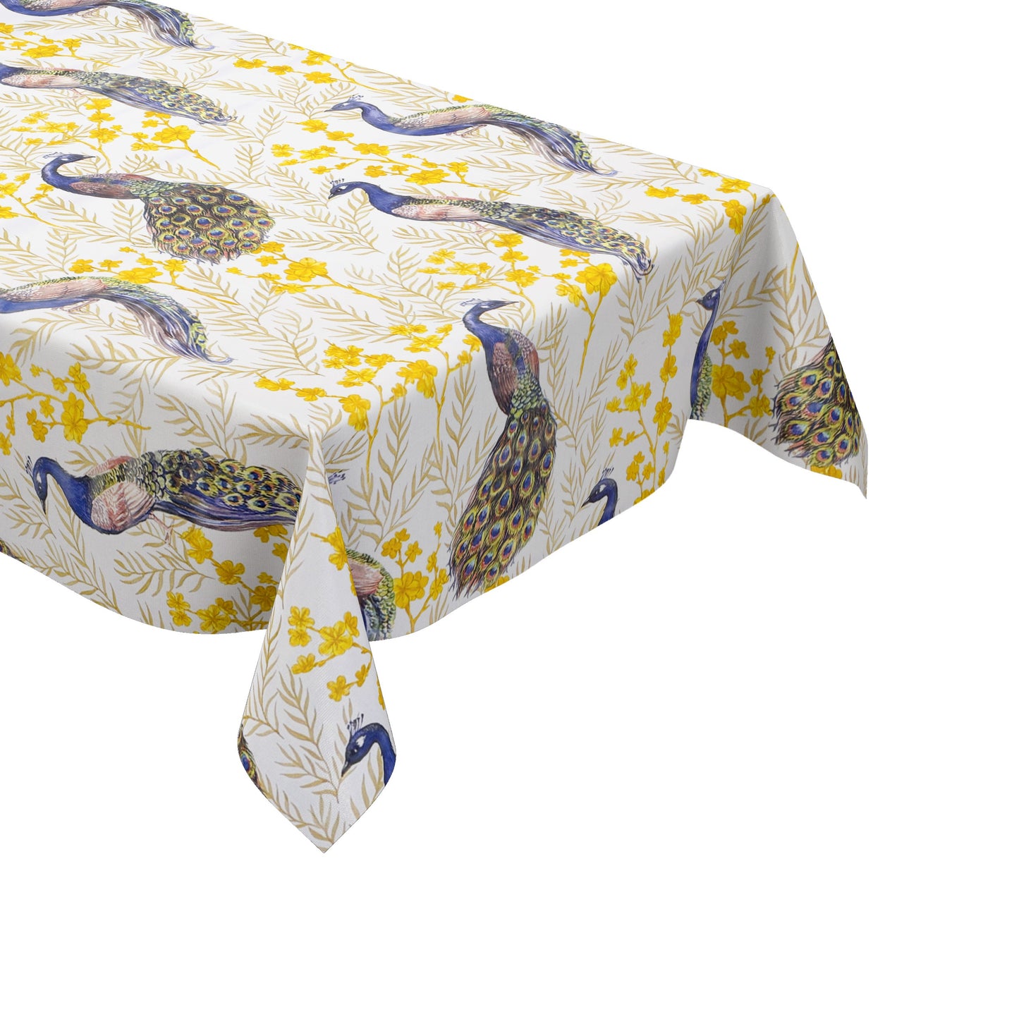 Wachstuch Tischdecke Pfau Blumen Blüten