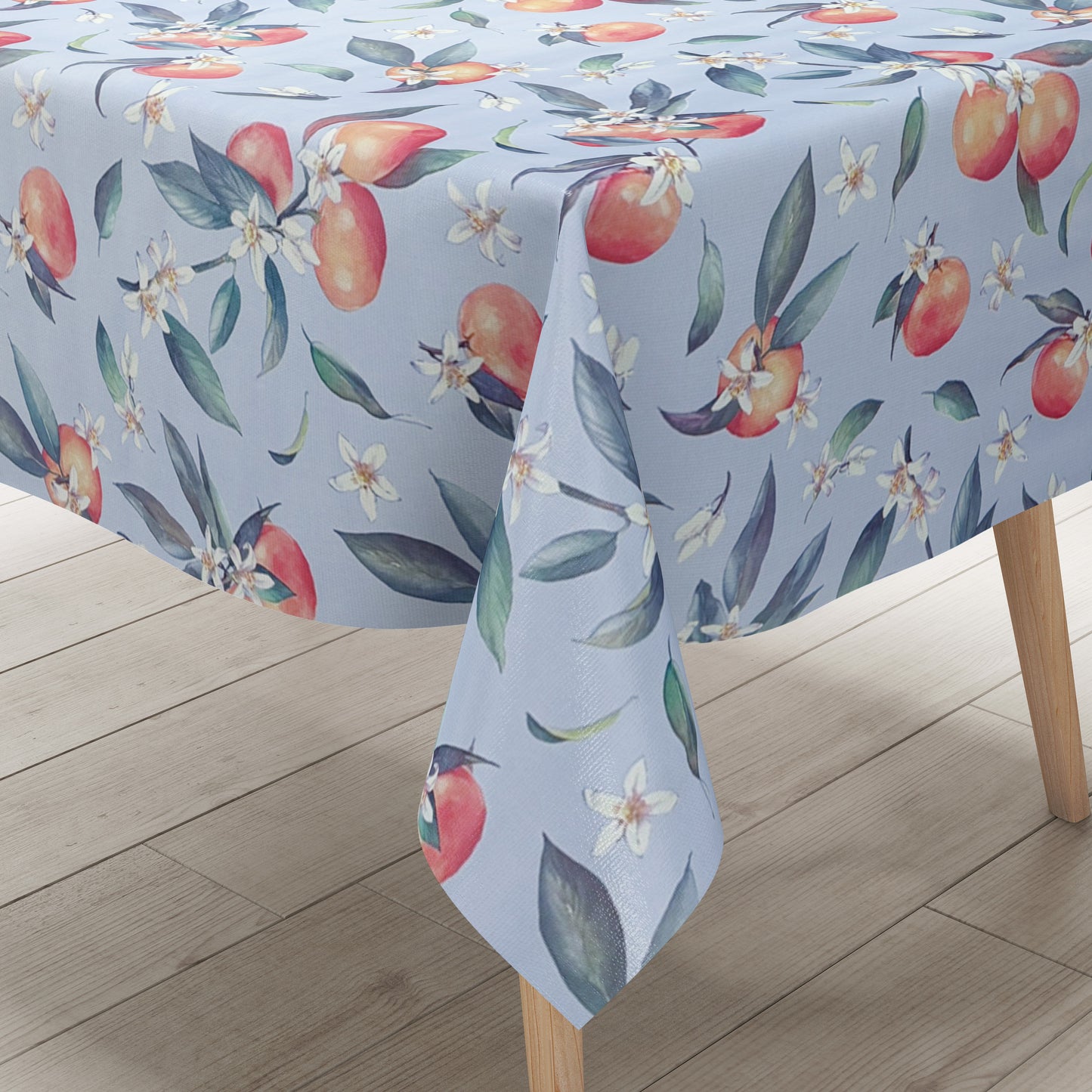 Wachstuch Tischdecke hellblau Orangen