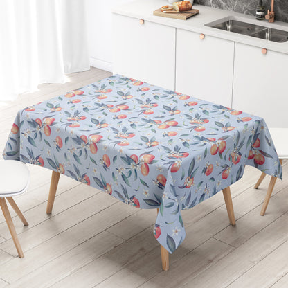Wachstuch Tischdecke hellblau Orangen