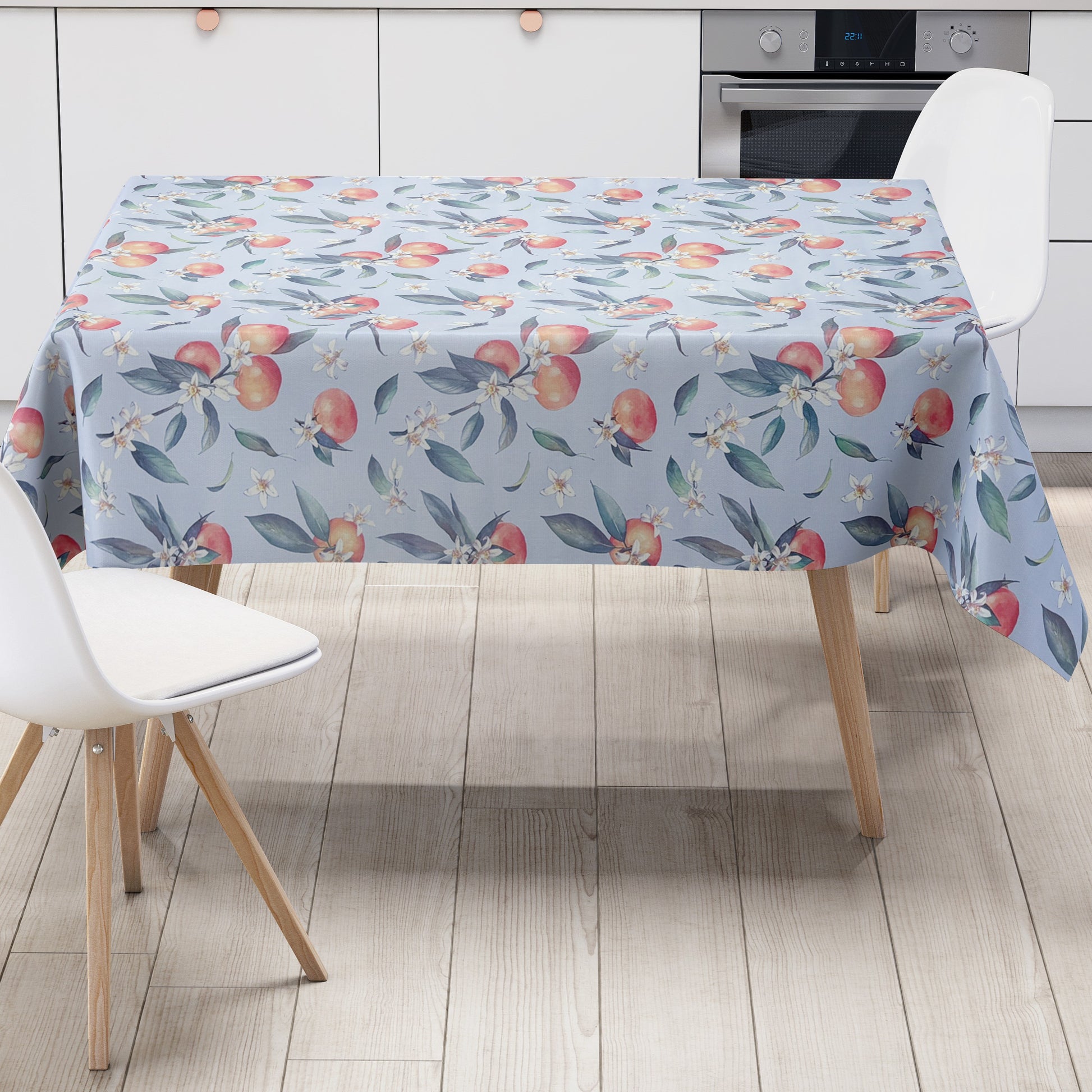 Wachstuch Tischdecke hellblau Orangen