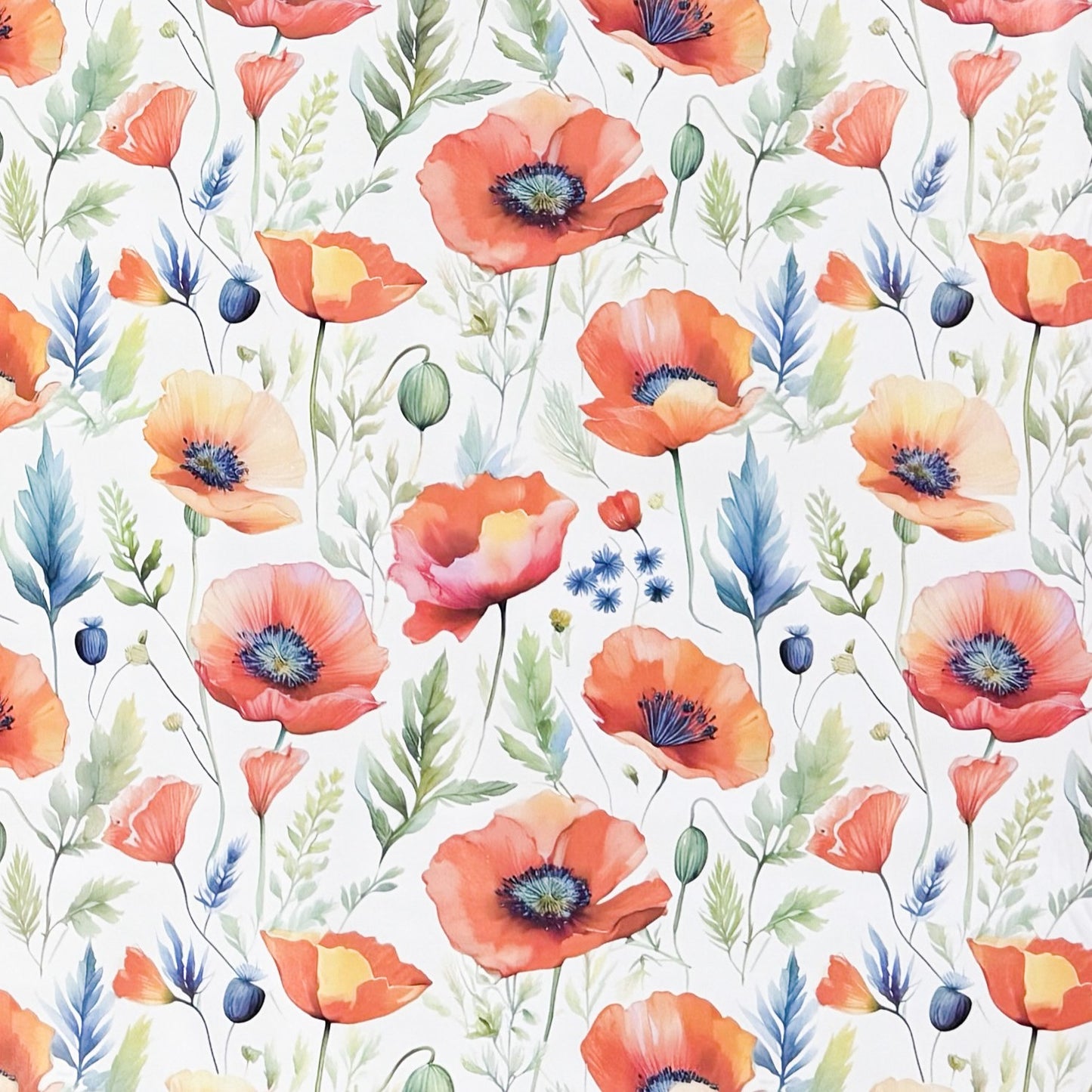 Wachstuch Tischdecke K150280 pastellfarbene Mohnblumen eckig rund oval