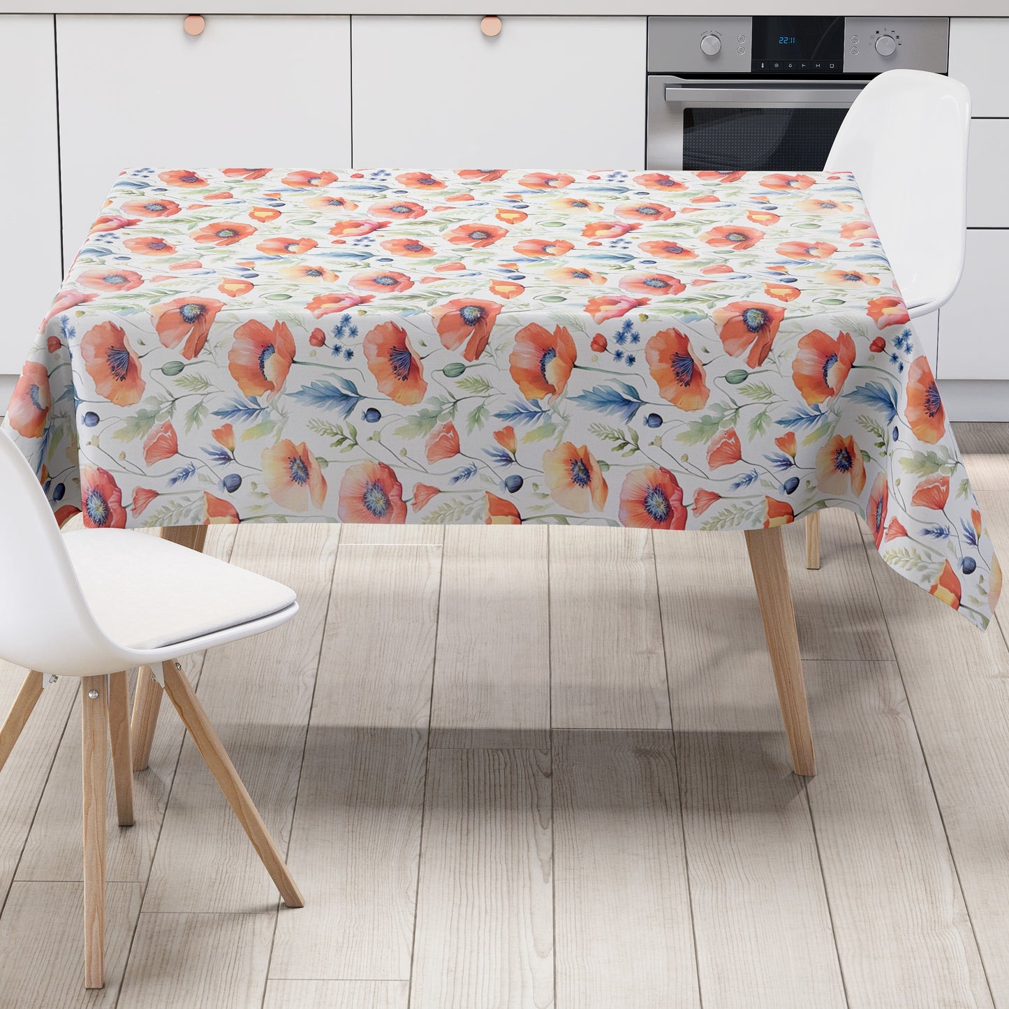 Wachstuch Tischdecke K150280 pastellfarbene Mohnblumen eckig rund oval