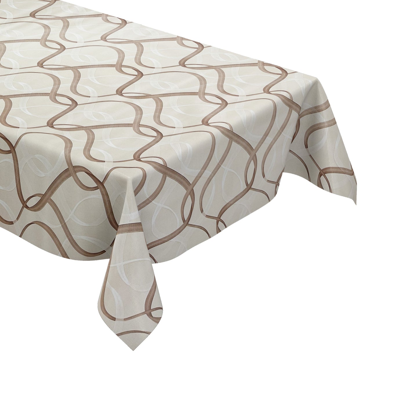 Wachstuch Tischdecke beige braun Wellen Linien