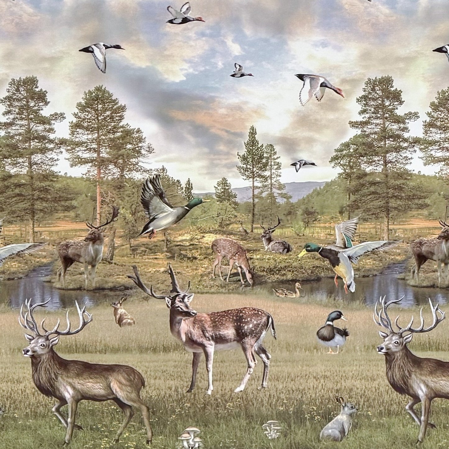 Wachstuch Tischdecke Wild Jagdmotiv