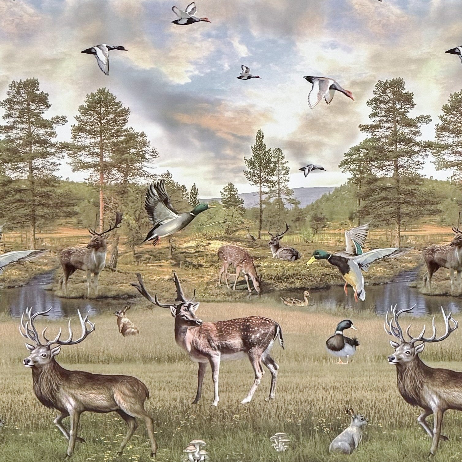 Wachstuch Tischdecke Wild Jagdmotiv