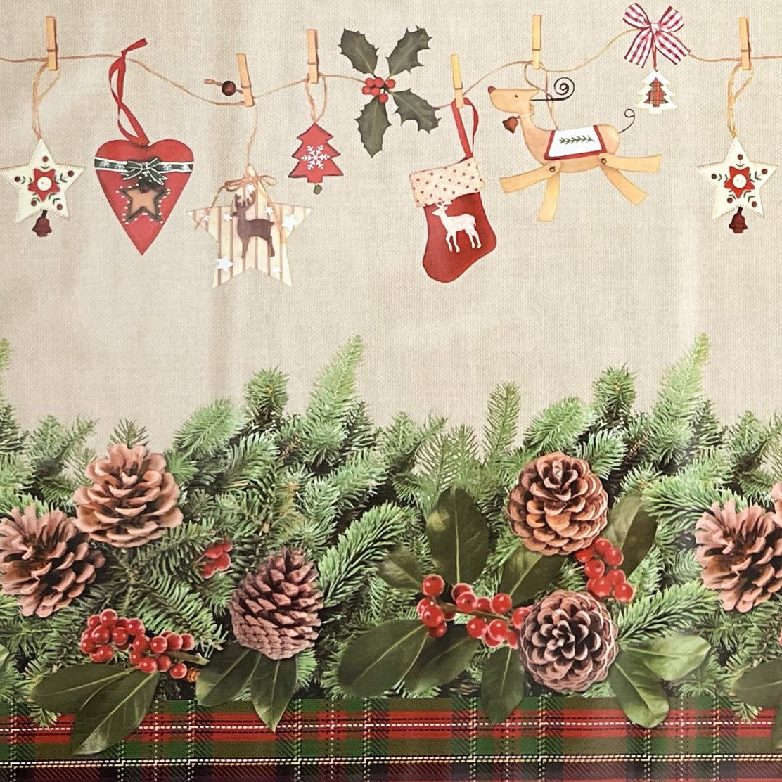 Wachstuch Tischdecke K19A Weihnachten Advent Tannenzapfen eckig rund oval