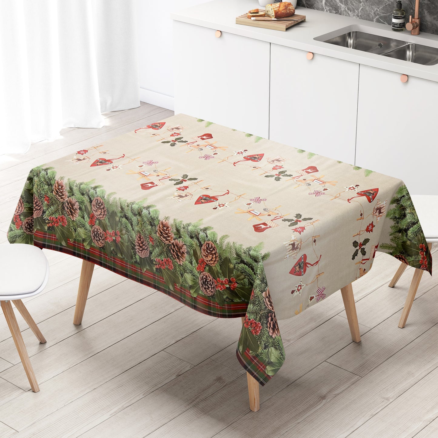 Wachstuch Tischdecke K19A Weihnachten Advent Tannenzapfen eckig rund oval