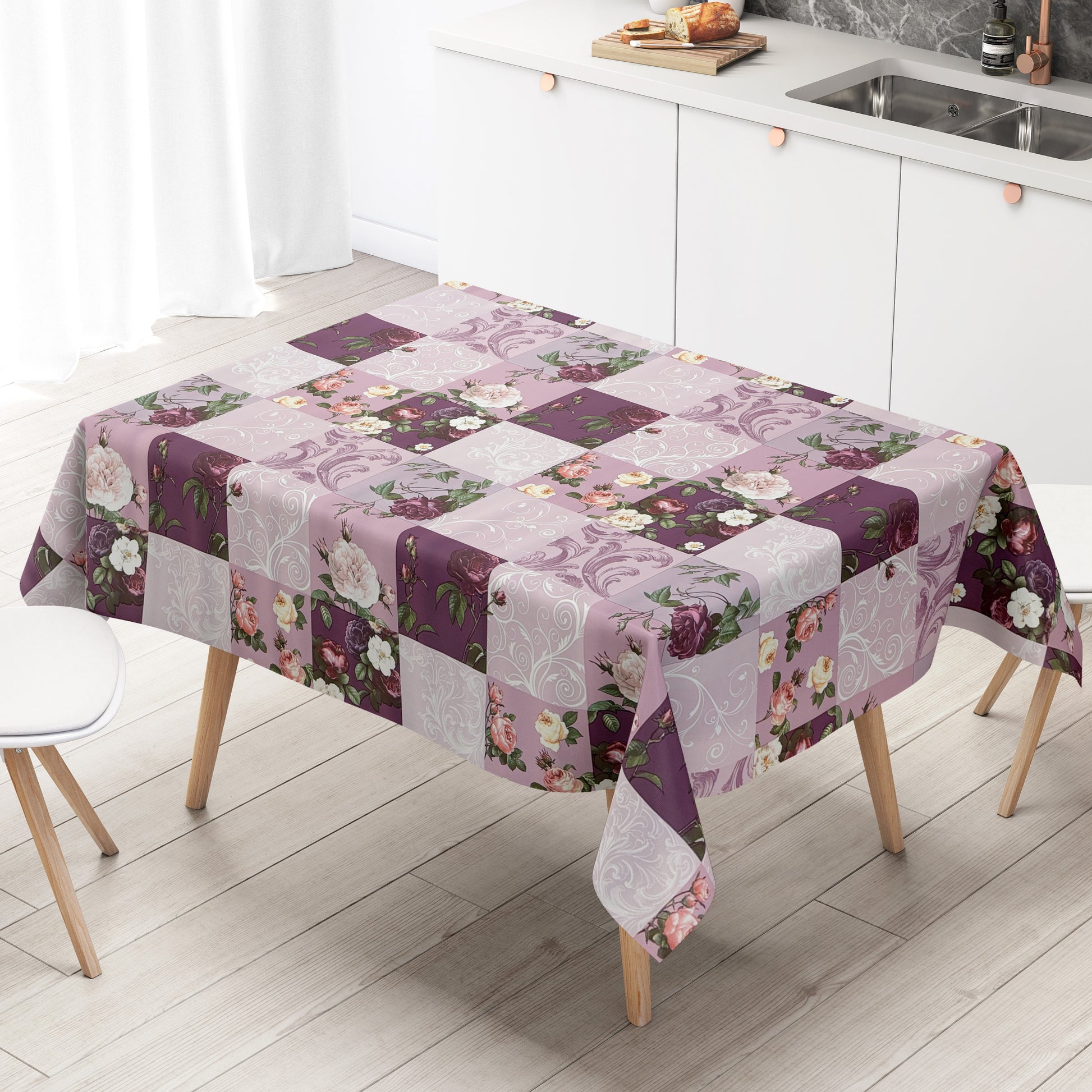 Wachstuch Tischdecke Rosen lila