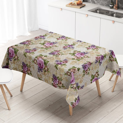 Wachstuch Tischdecke Rosen beige