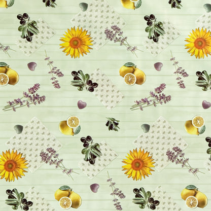 Wachstuch Tischdecke Sonnenblumen Lavendel mintgrün