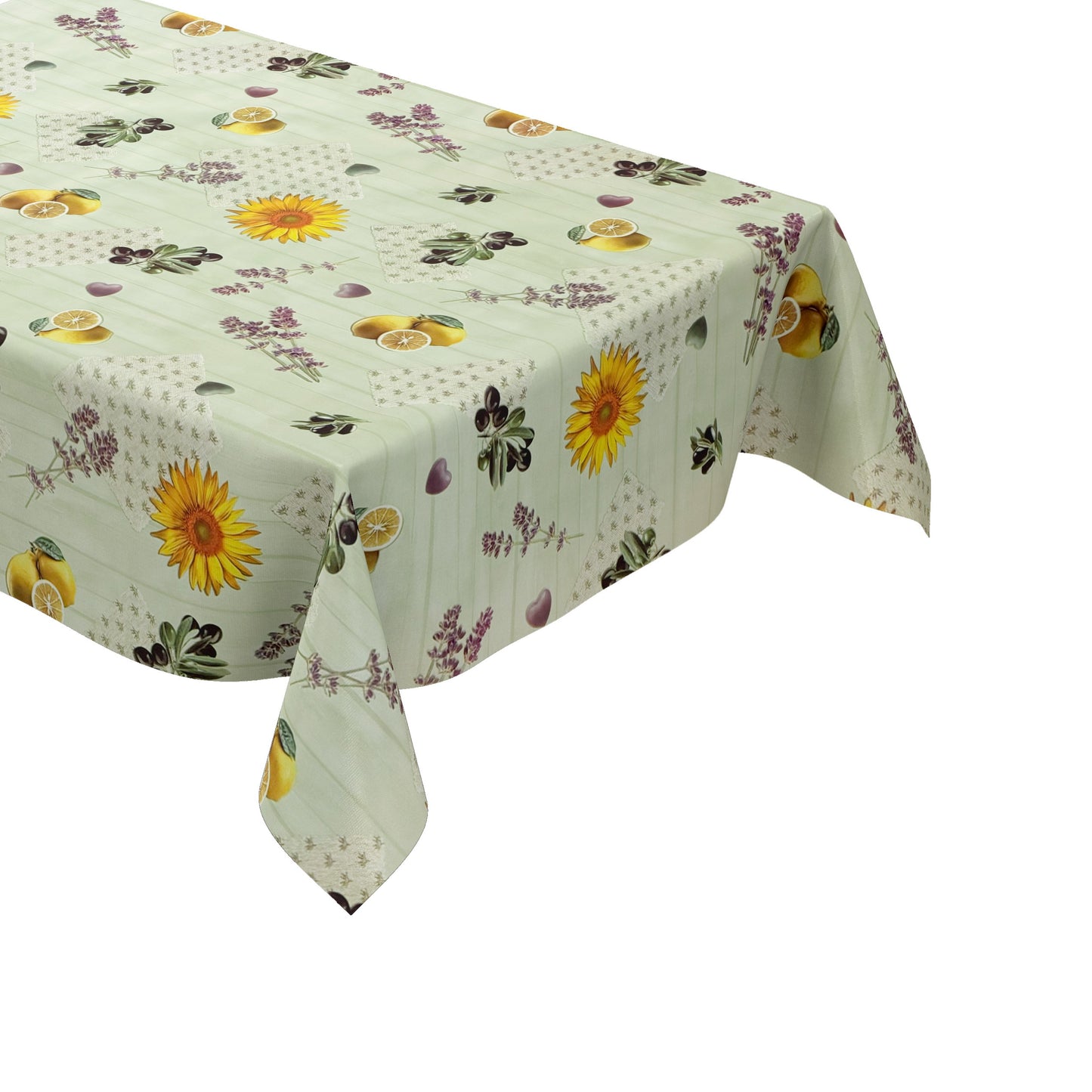 Wachstuch Tischdecke Sonnenblumen Lavendel mintgrün