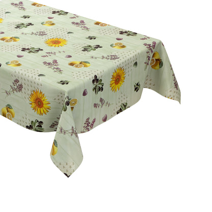 Wachstuch Tischdecke Sonnenblumen Lavendel mintgrün