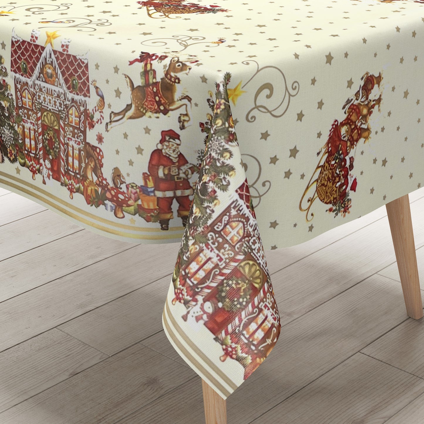 Oilcloth roll Christmas K23A Christmas sleigh border pattern roll goods