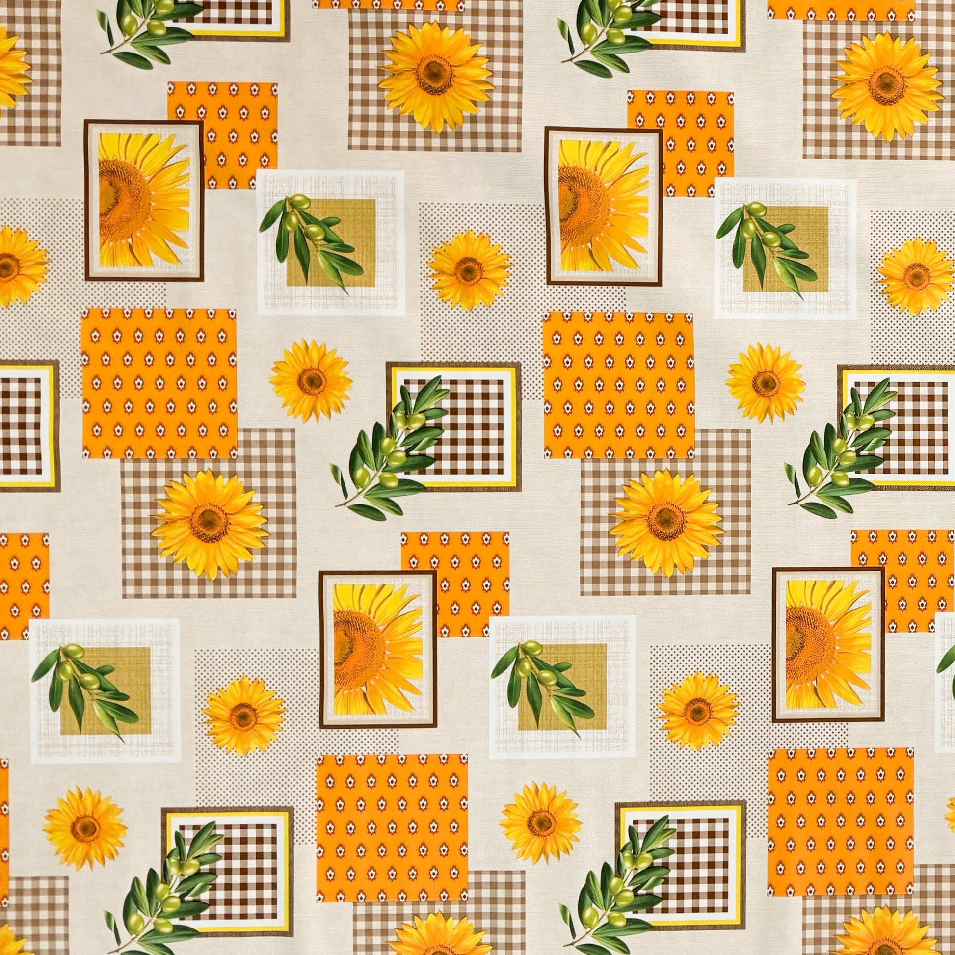 Wachstuch Tischdecke mediterran Sonnenblume Oliven