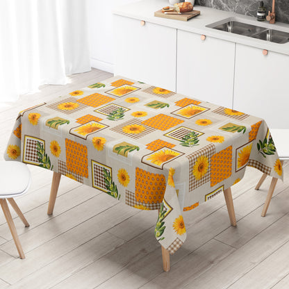 Wachstuch Tischdecke mediterran Sonnenblume Oliven