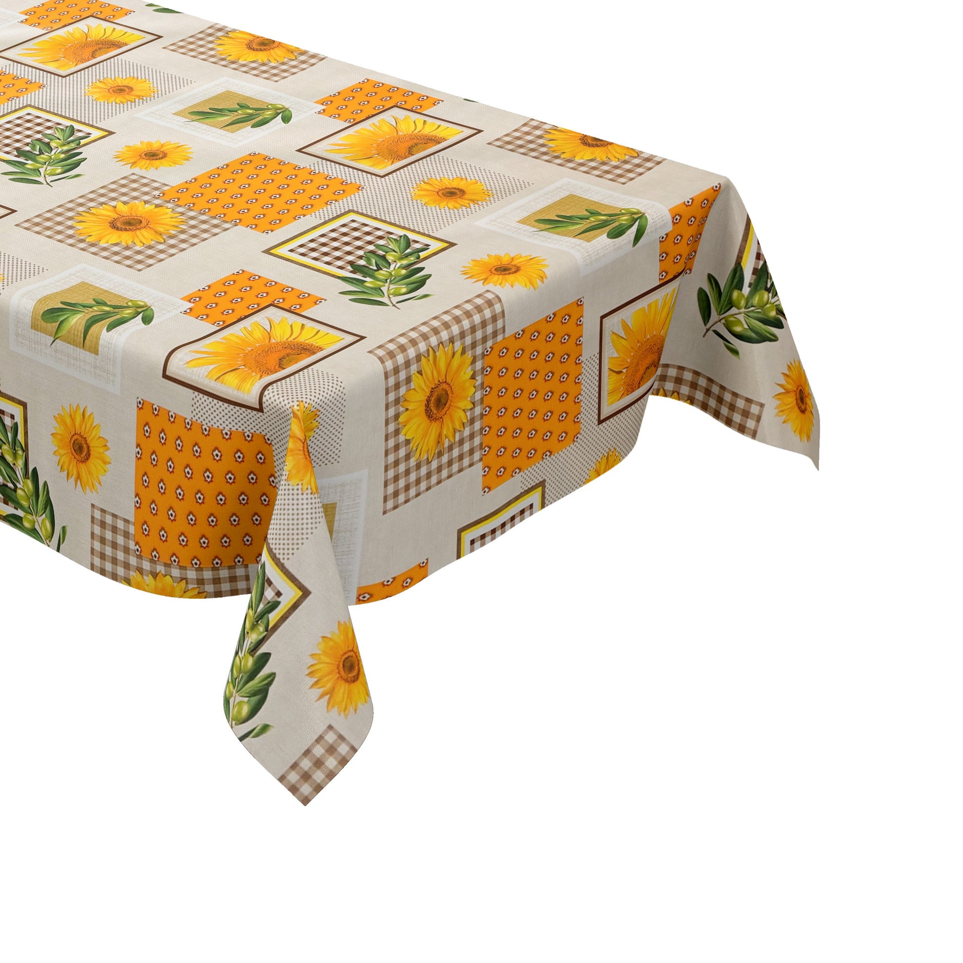 Wachstuch Tischdecke mediterran Sonnenblume Oliven