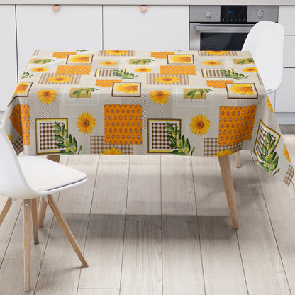 Wachstuch Tischdecke mediterran Sonnenblume Oliven