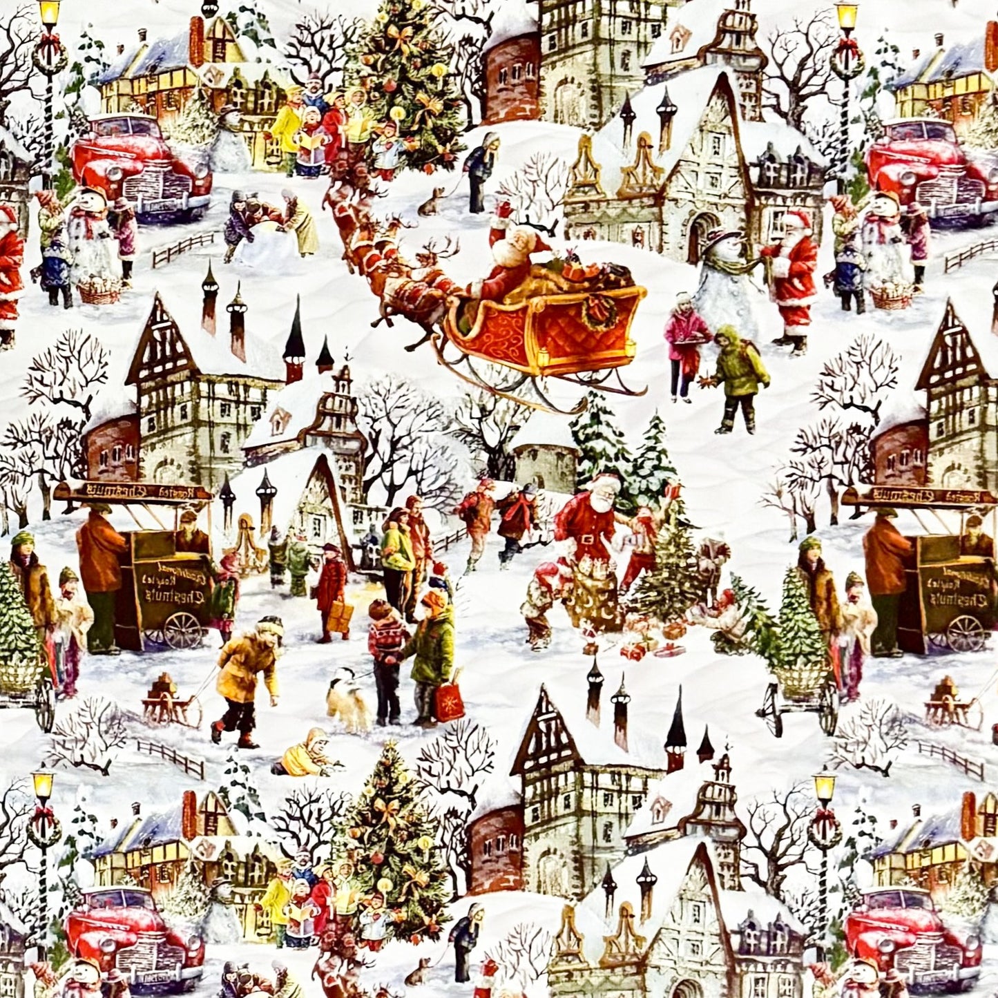 Wachstuch Tischdecke Weihnachten Winterdorf
