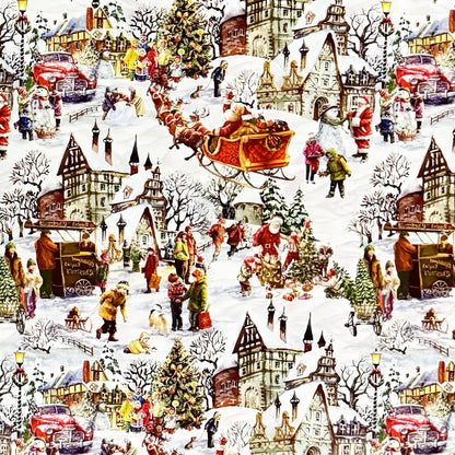 Wachstuch Tischdecke Weihnachten Winterdorf