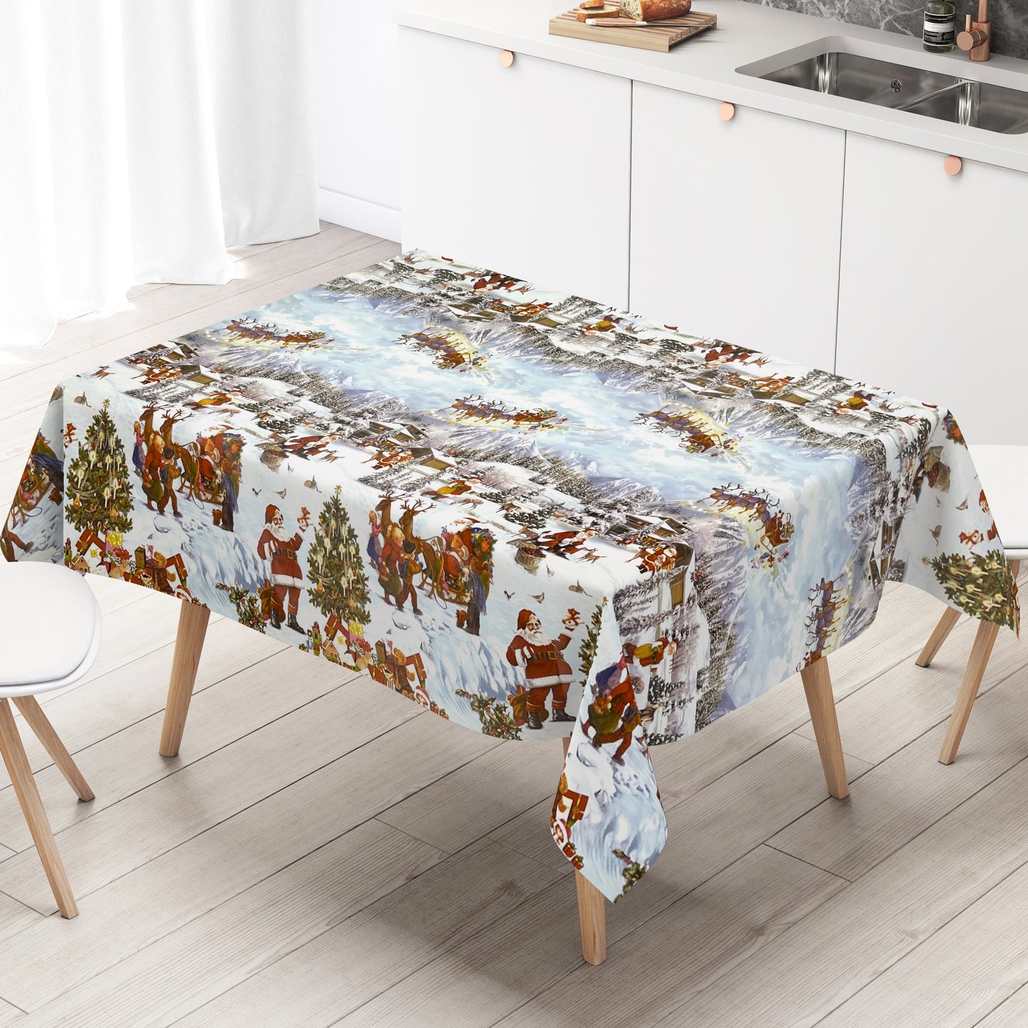 Oilcloth roll Christmas K25A Christmas village border pattern roll goods