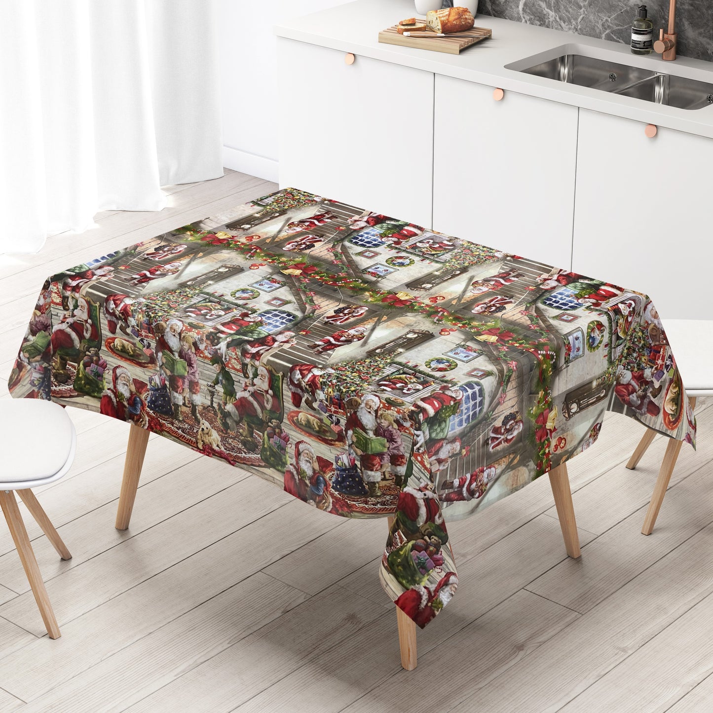 Rouleau de toile cirée Noël K25D Motif bordure de maison de Noël