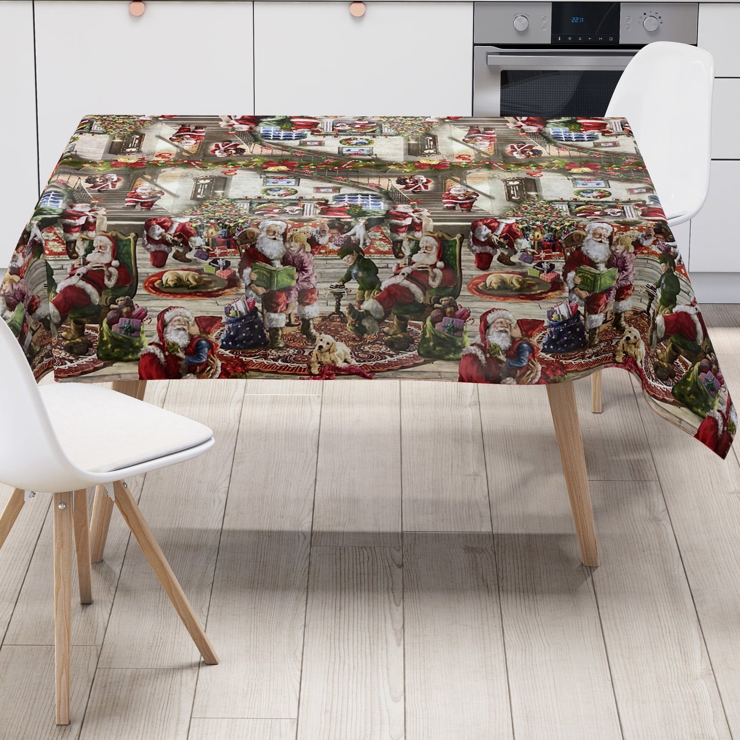 Rouleau de toile cirée Noël K25D Motif bordure de maison de Noël