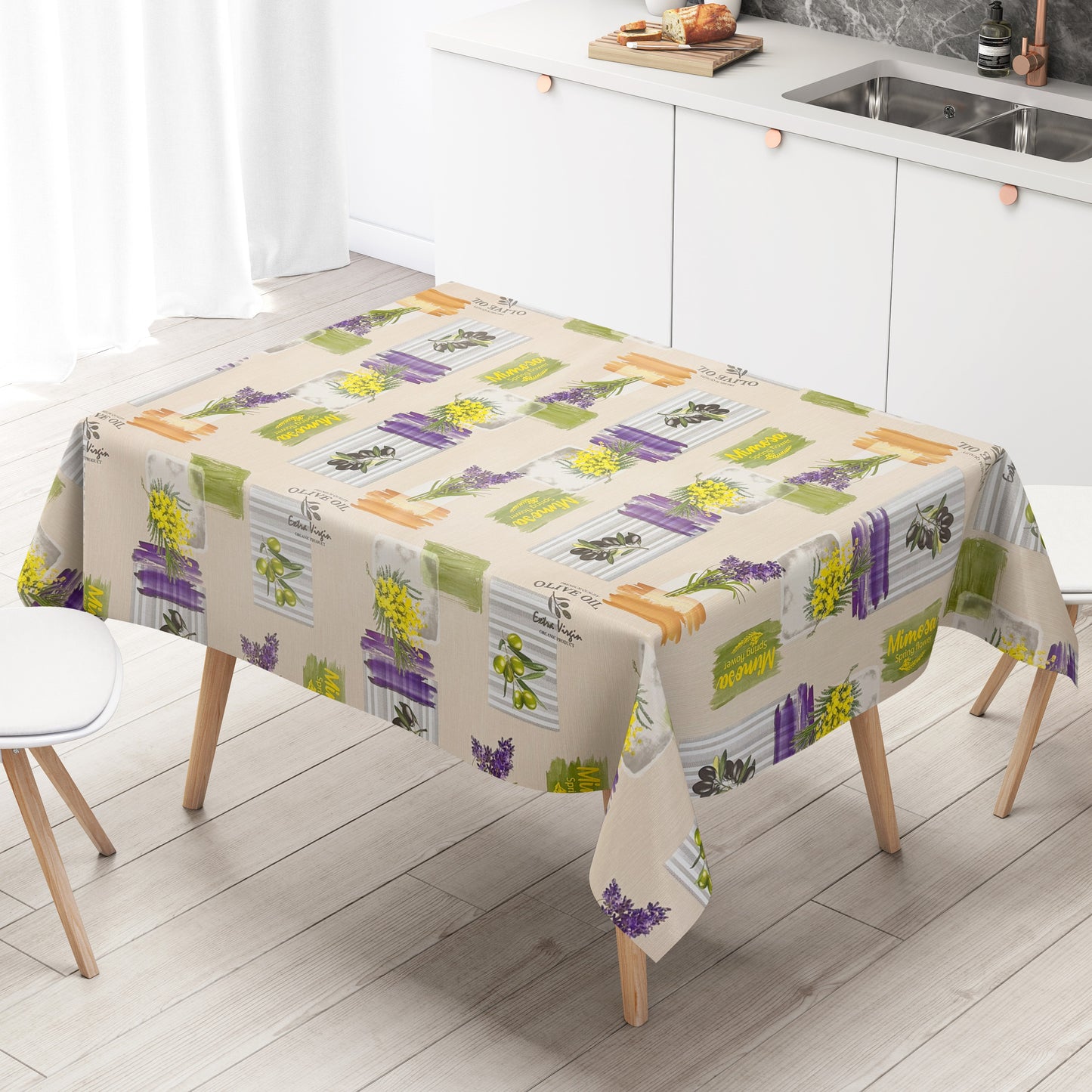 Wachstuch Tischdecke Oliven Lavendel