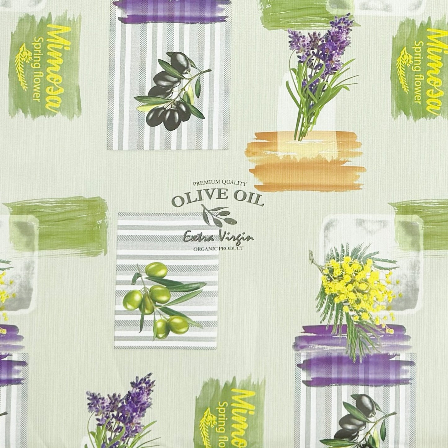 Wachstuch Tischdecke Lavendel Oliven mintgrün
