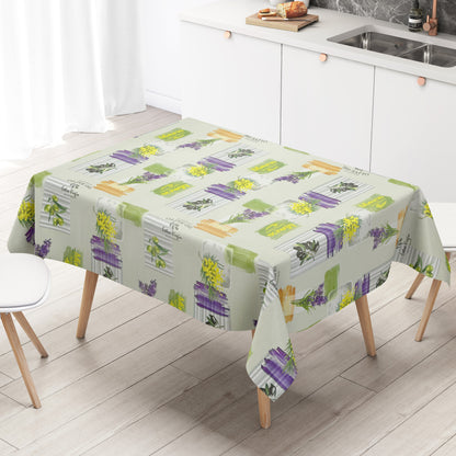 Wachstuch Tischdecke Lavendel Oliven mintgrün
