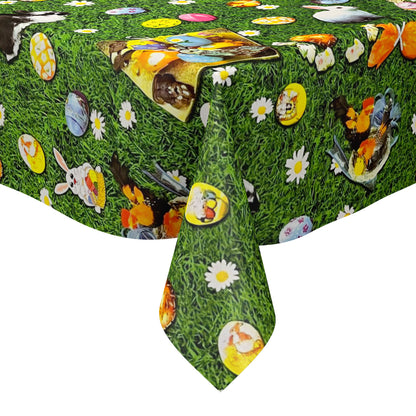 Oilcloth tablecloth sold by the meter 01301-00 Easter Easter Bunny Tulips square round oval