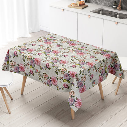 Wachstuch Tischdecke K86C Rosen Blüten auf weiss eckig rund oval