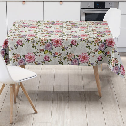 Wachstuch Tischdecke Rosen auf weiss