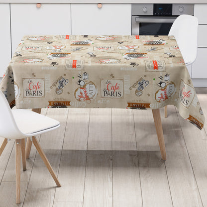 Wachstuch Tischdecke beige Kaffee Küchenmotiv
