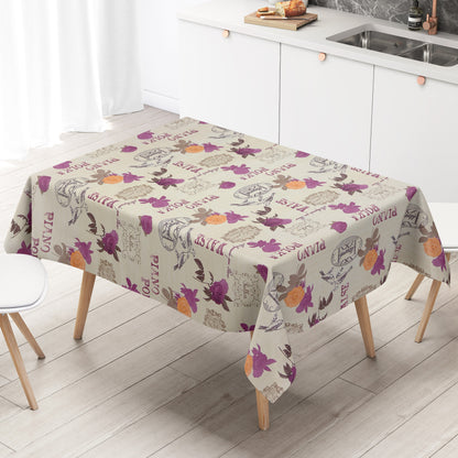 Wachstuch Tischdecke geprägt KE32810 PIANO POLKA Rosen und Vögel eckig rund oval