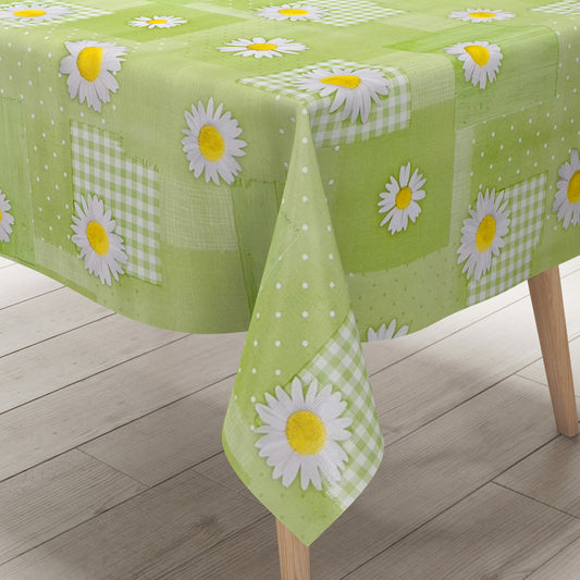 Wachstuch Tischdecke Margeriten grün
