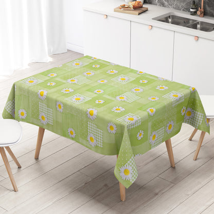 Wachstuch Tischdecke Margeriten grün