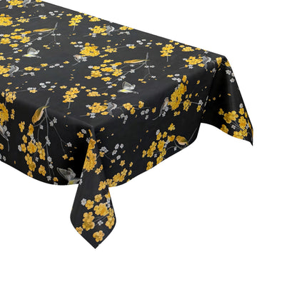 Wachstuch Tischdecke Kirschblüte schwarz