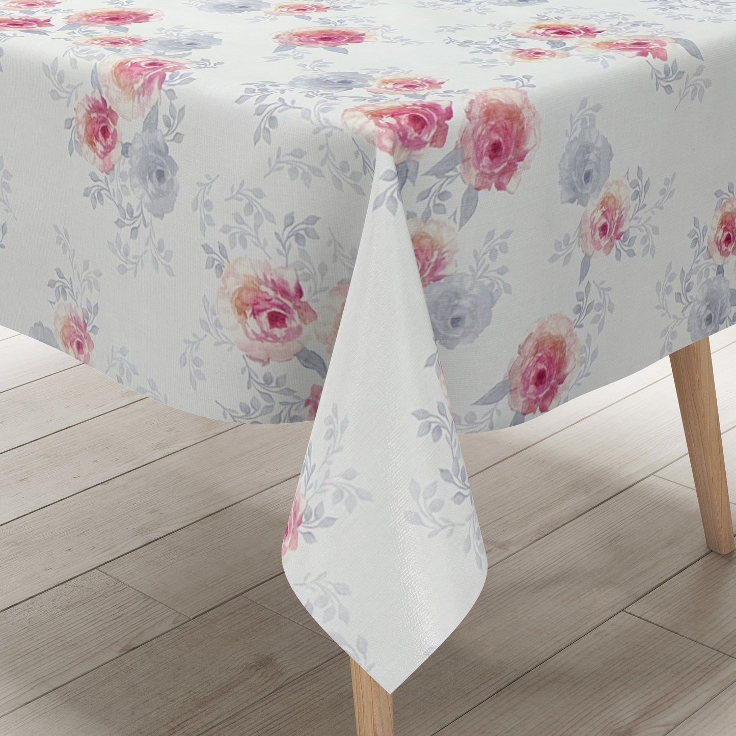 Nappe en toile cirée gaufrée KE4811R roses fleurs carré rond ovale