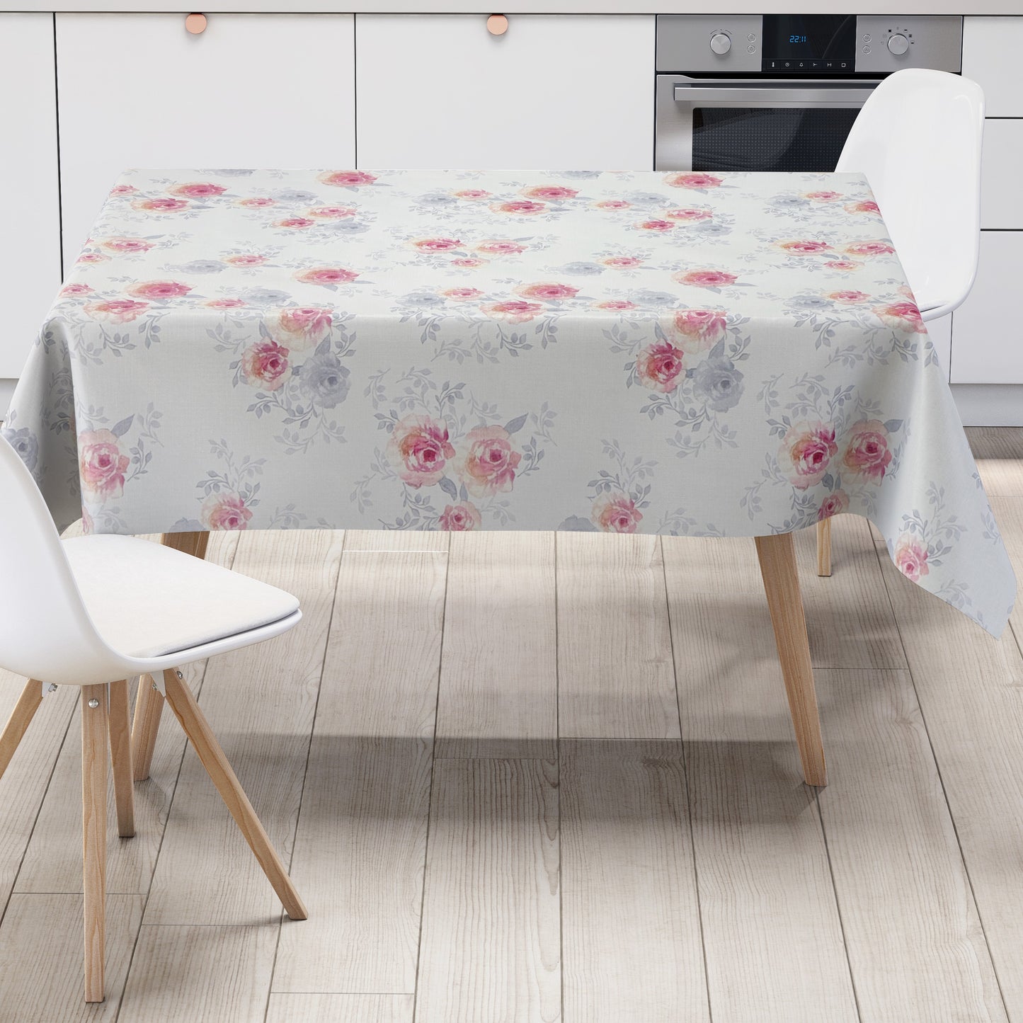 Nappe en toile cirée gaufrée KE4811R roses fleurs carré rond ovale