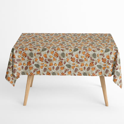 Tischdecke beschichtete Baumwolle HErbst Eicheln Laub