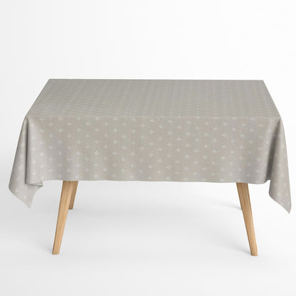 Jacquard Tischdecke aus beschichteter Baumwolle mit Fleckenschutz EcoNova LUNEL PIEDRA hellgrau Blätter eckig rund oval