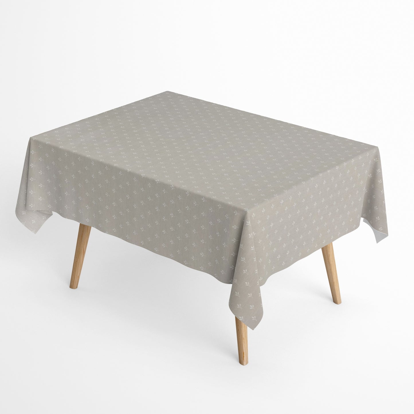 Jacquard Tischdecke aus beschichteter Baumwolle mit Fleckenschutz EcoNova LUNEL PIEDRA hellgrau Blätter eckig rund oval