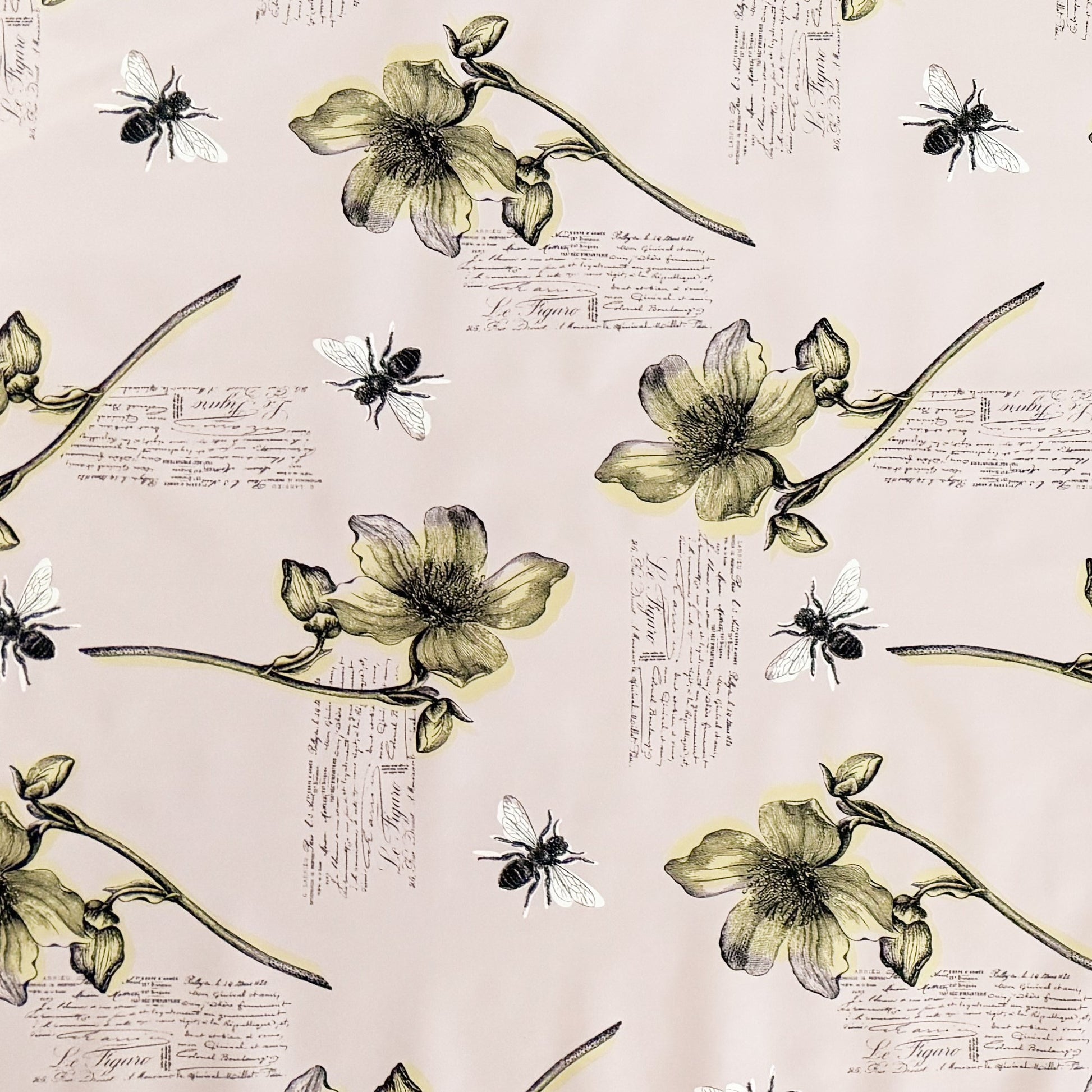 Wachstuch Tischdecke Blumen Bienen altrosa