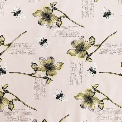 Wachstuch Tischdecke Blumen Bienen altrosa