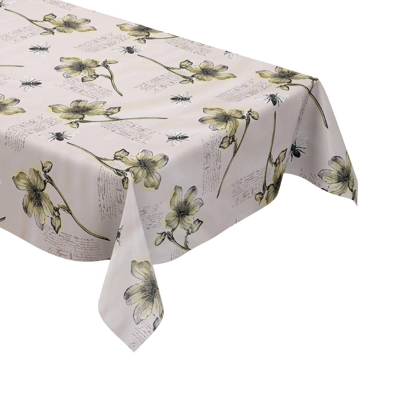 Wachstuch Tischdecke Blumen Bienen altrosa