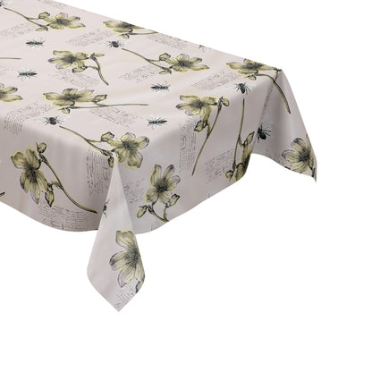 Wachstuch Tischdecke Blumen Bienen altrosa