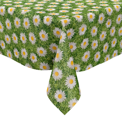 Oilcloth tablecloth M19149 daisies flower meadow square round oval sold by the meter