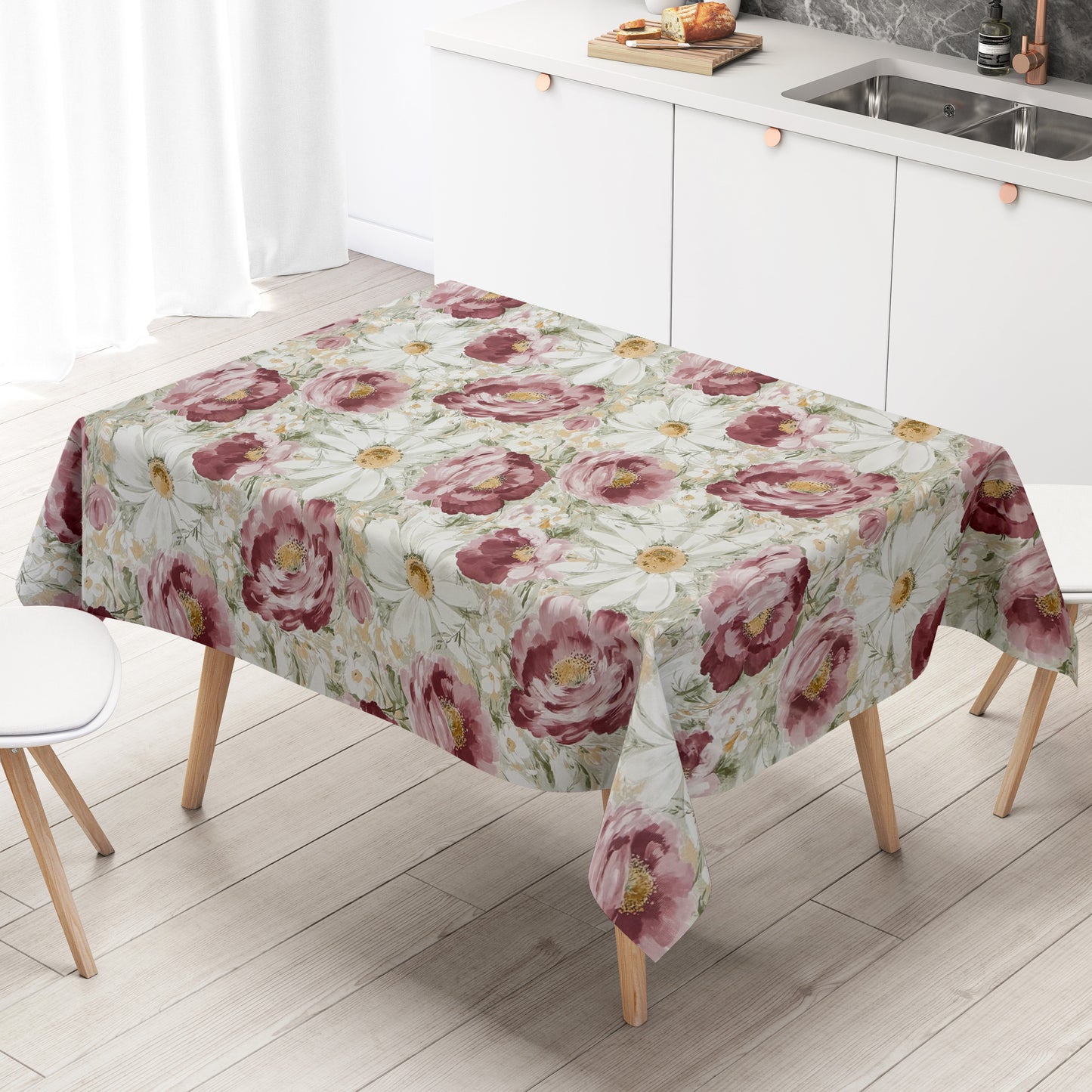 Wachstuch Tischdecke Mohnblumen Margeriten