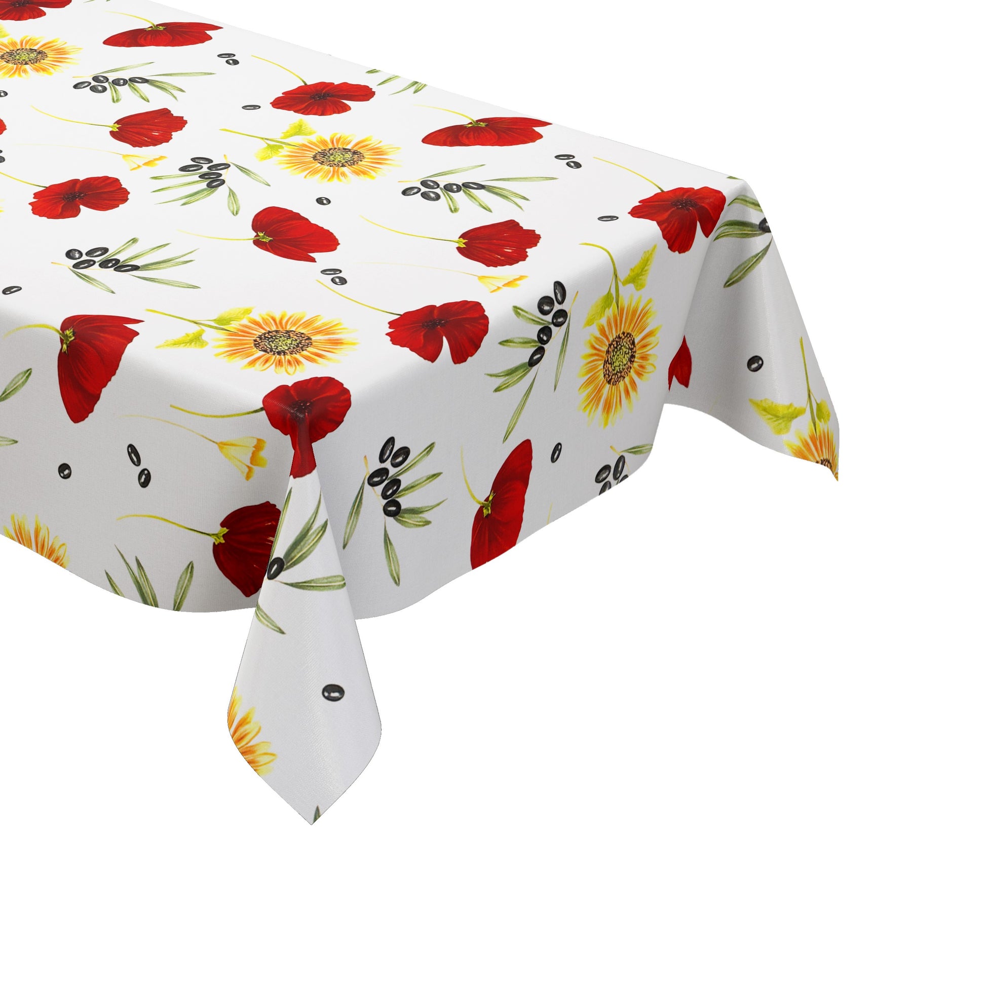 Wachstuch Tischdecke Sonnenblumen Mohnblumen Oliven